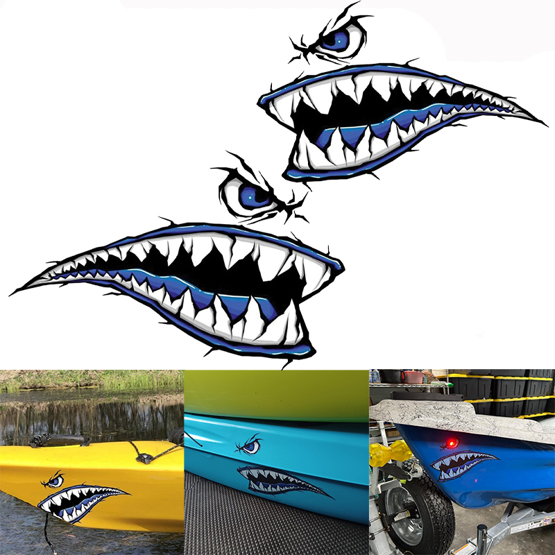 2PCS Shark Teeth Mouth Boat St – Fishing Kayak Sit On Top recenzja i cena
